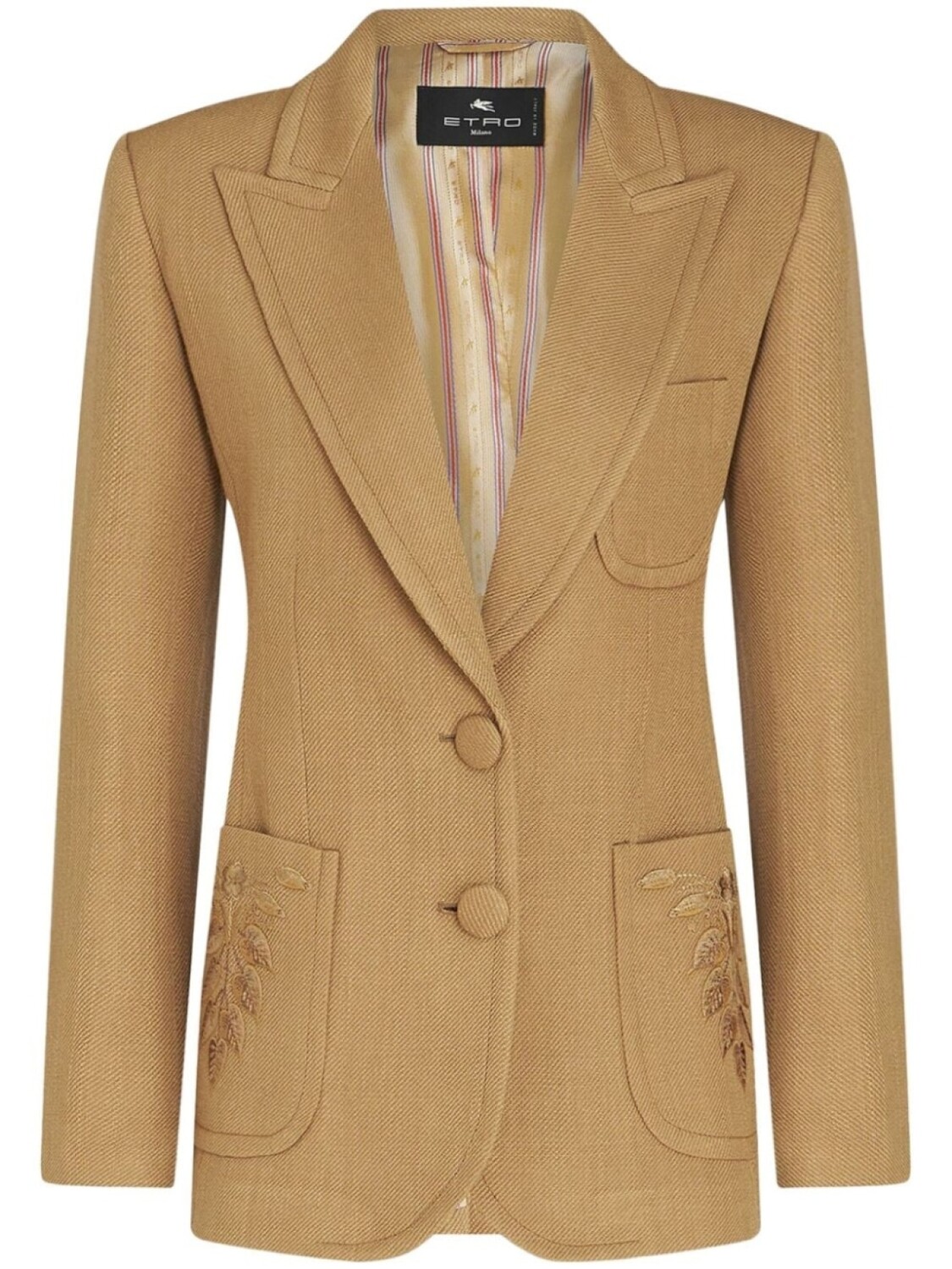 

ETRO однобортный блейзер с вышивкой, коричневый
