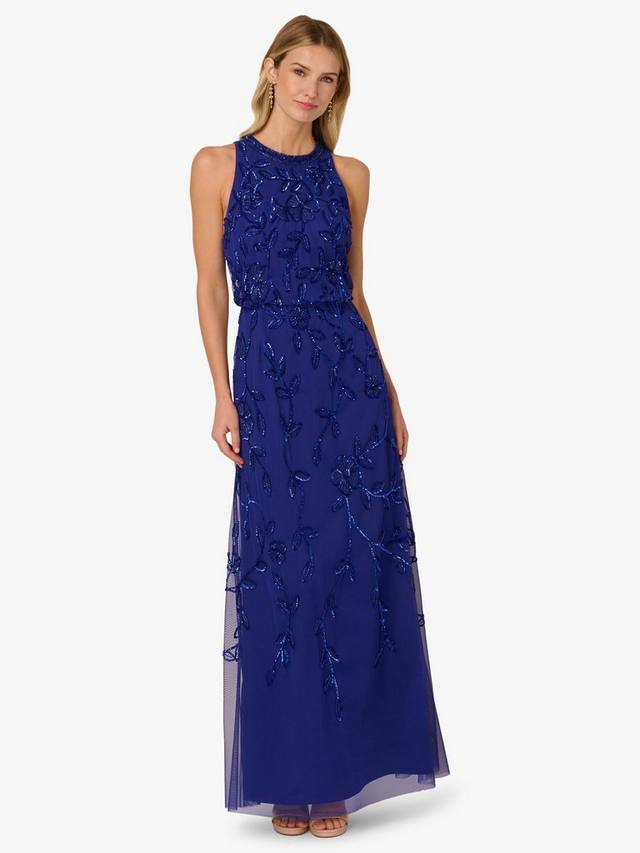 

Платье макси с бисером в стиле русалки Adrianna Papell, Dark Blue Violet