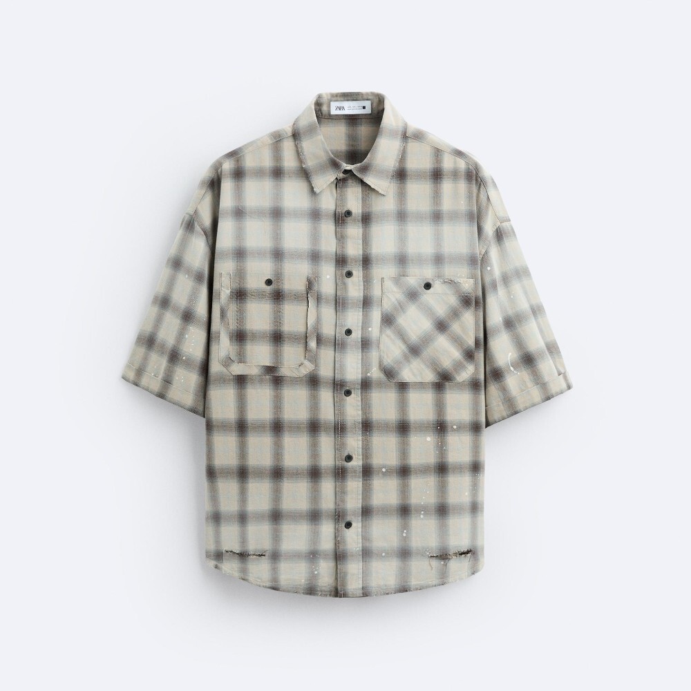 

Рубашка Zara Faded Check, серый