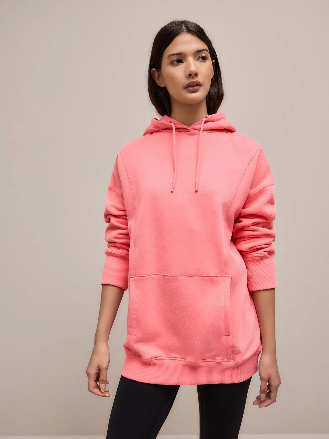 Худи свободного кроя, удлиненное, Bright Pink Next