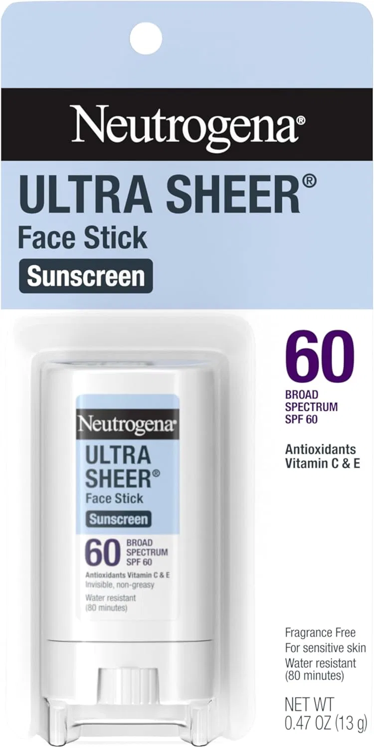 Солнцезащитный стик для лица Neutrogena Ultra Sheer SPF 60, прозрачный, 0.45 унции