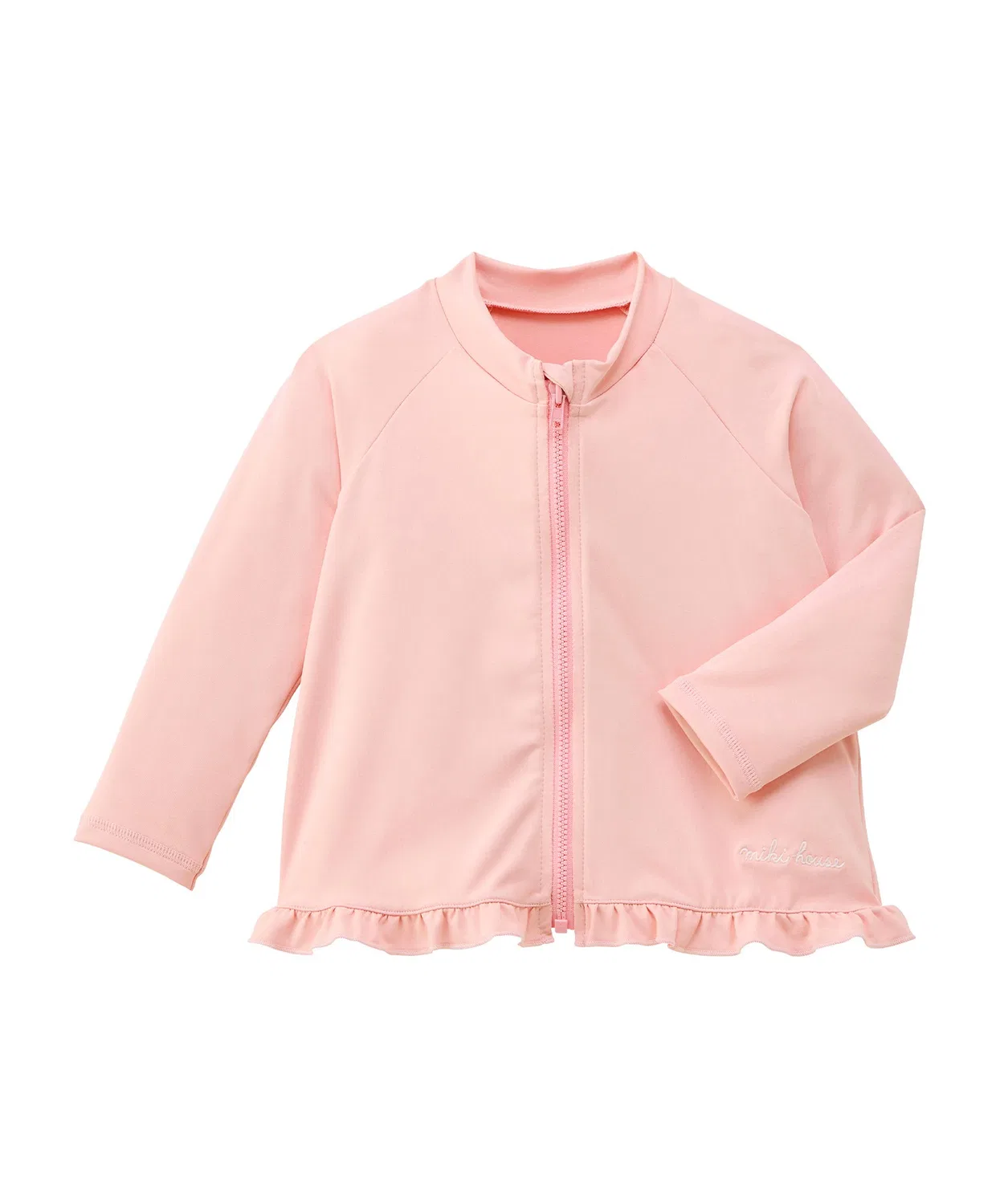 Детская футерная футболка с длинным рукавоми воланами MIKI HOUSE, Pink