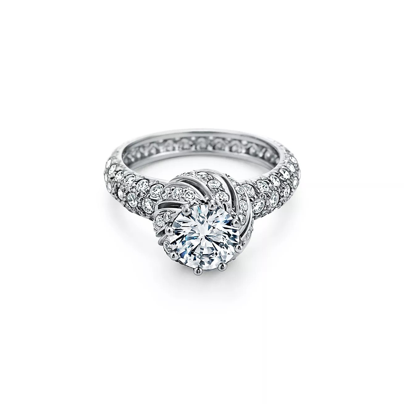 

Обручальное кольцо Tiffany & Co. Jean Schlumberger by Tiffany Buds Round Brilliant Engagement, платина/бриллианты