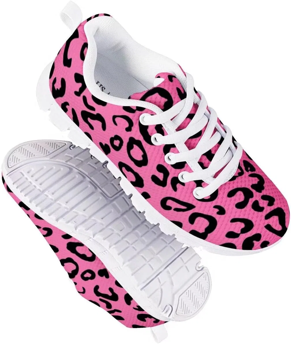 Детские кроссовки для девочек с принтом PinUp Angel Kid Girls Running Sports Sneakers Cute Casual Leopard/Floral Print Walking Shoes PinUp Angel, Pink Leopard — фото 3