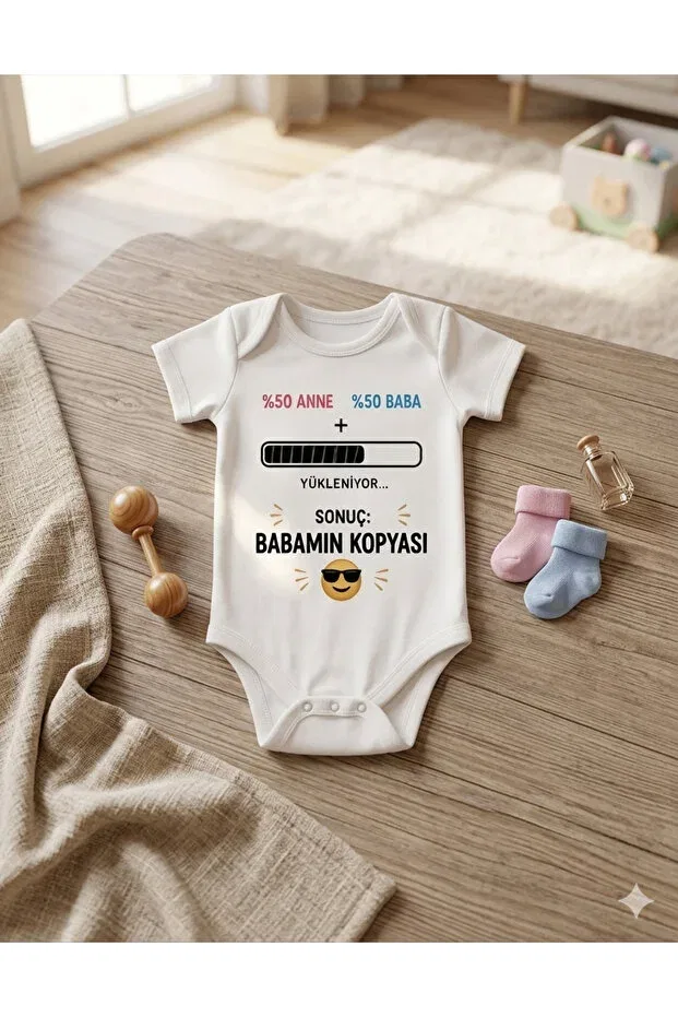 Детское боди для новорожденных с принтом Father'S day gift baby bodysuit - dad's copy printed Hazden, White — фото 2