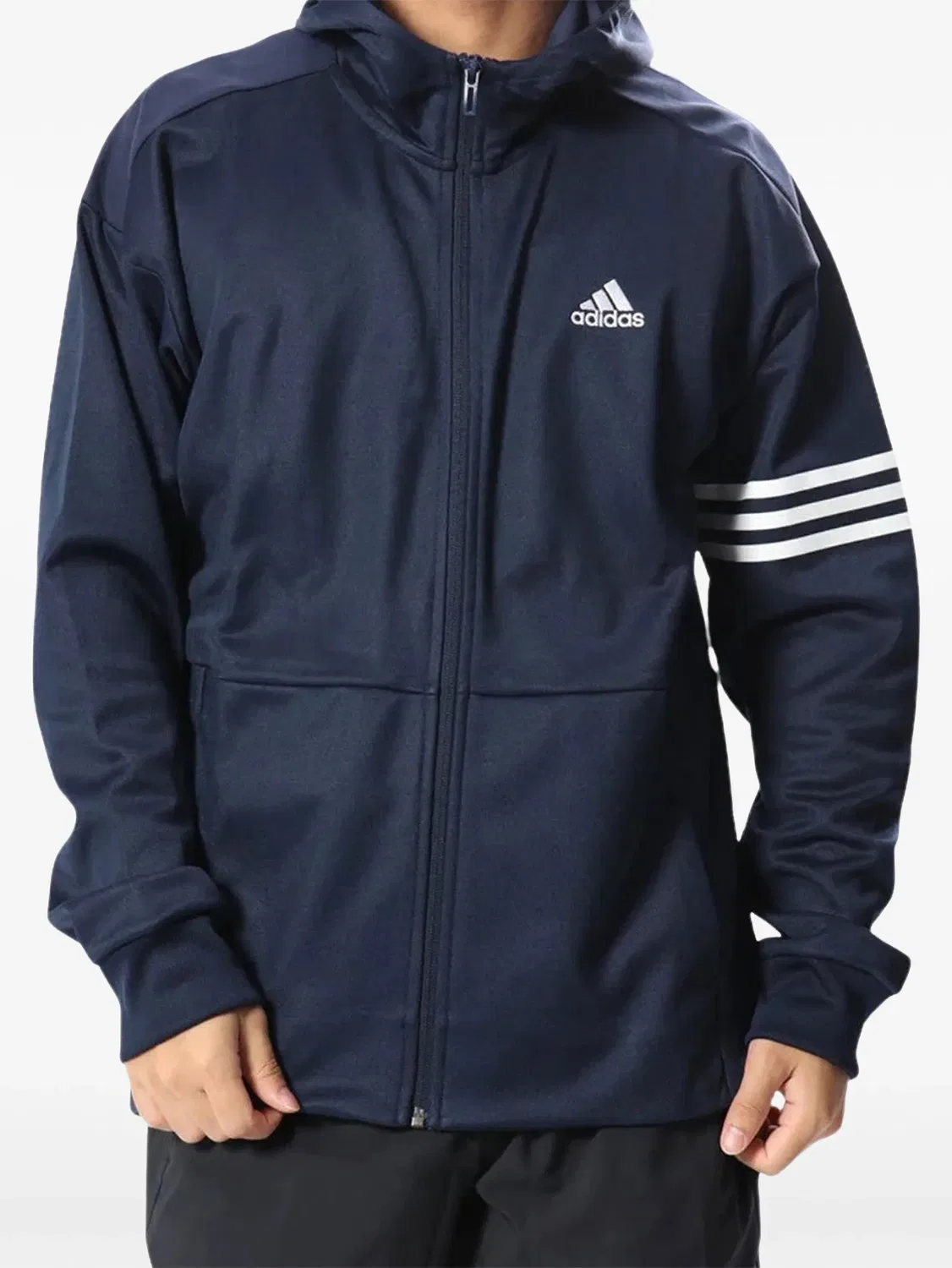 Худи на молнии с логотипом Adidas, синий