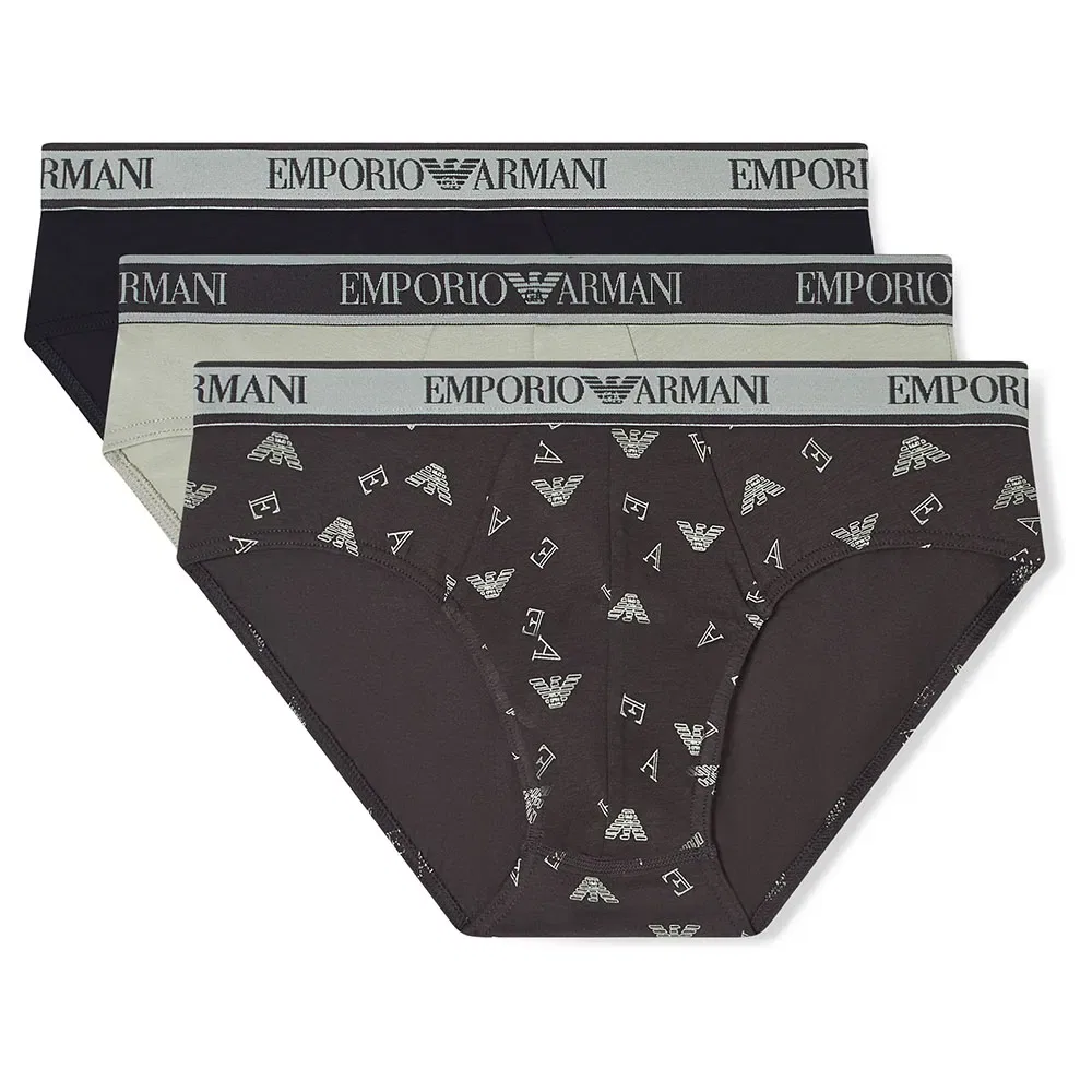 Мужские трусы-слипы с логотипом Emporio armani, 3 шт, Multicolor