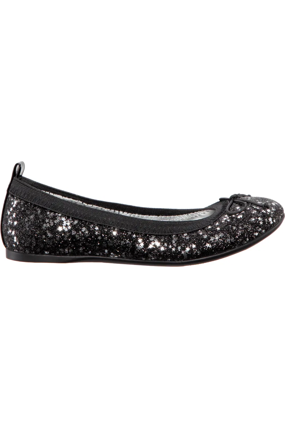 Балетки детские с эластичной резинкой Esther Nina, Black Star Baby Glitter — фото 3