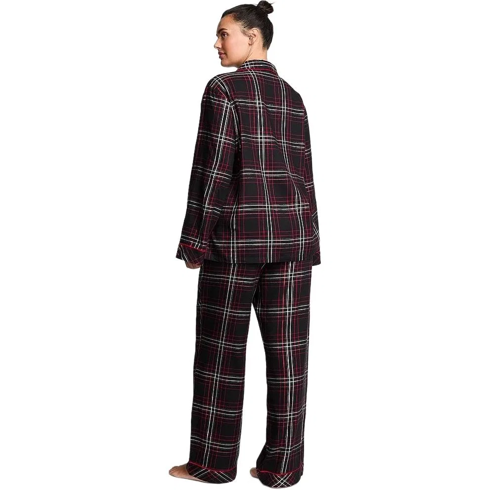 Комплект пижамы Victoria's Secret Flannel Long, черно-красный/клетка — фото 3
