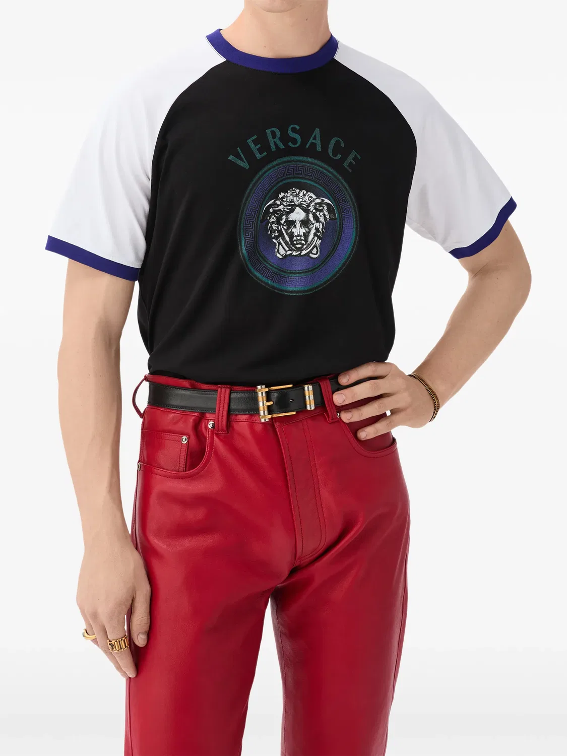 Футболка из джерси с принтом Versace, черный — фото 2