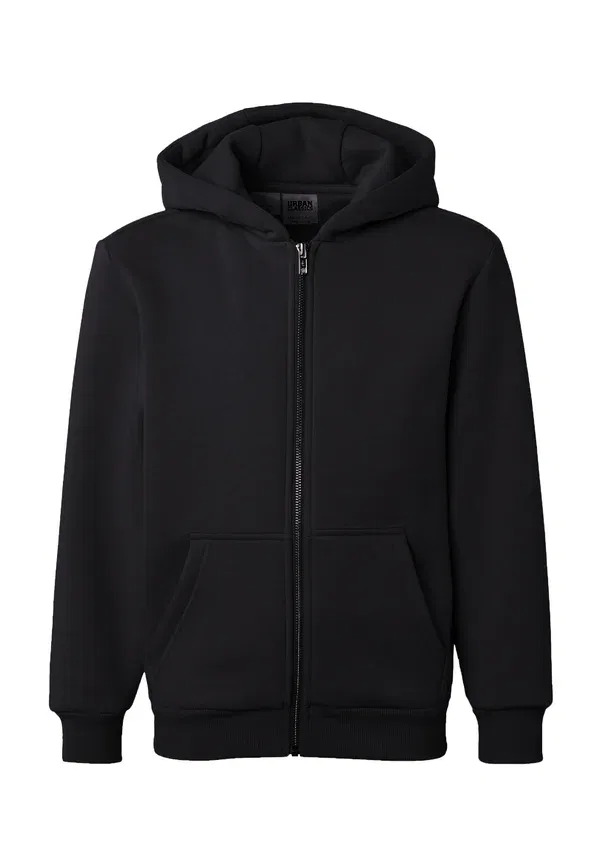 Худи детское на молнии с капюшоном из хлопка и полиэстера Kids fluffy zip hoody Urban Classics, черный