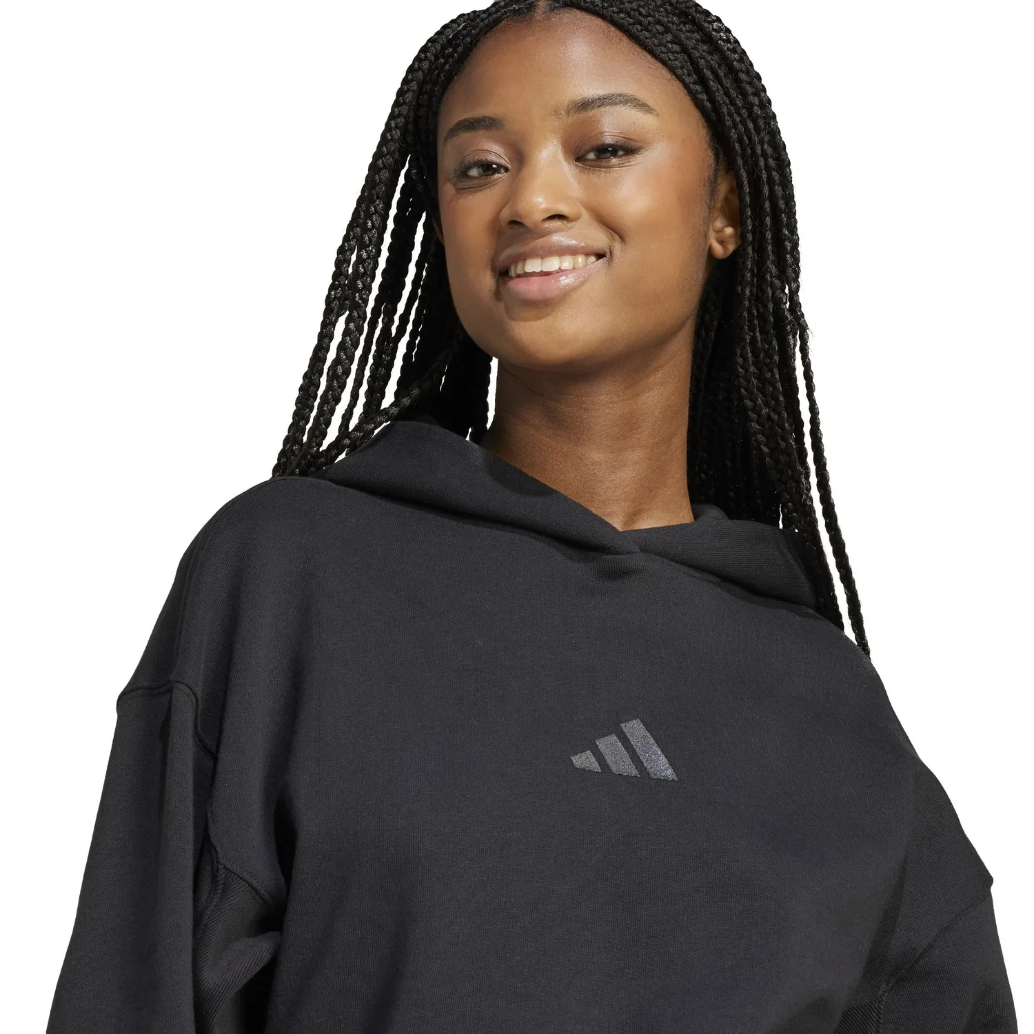 Женский свободный худи из французского футера All Szn adidas, Black — фото 4