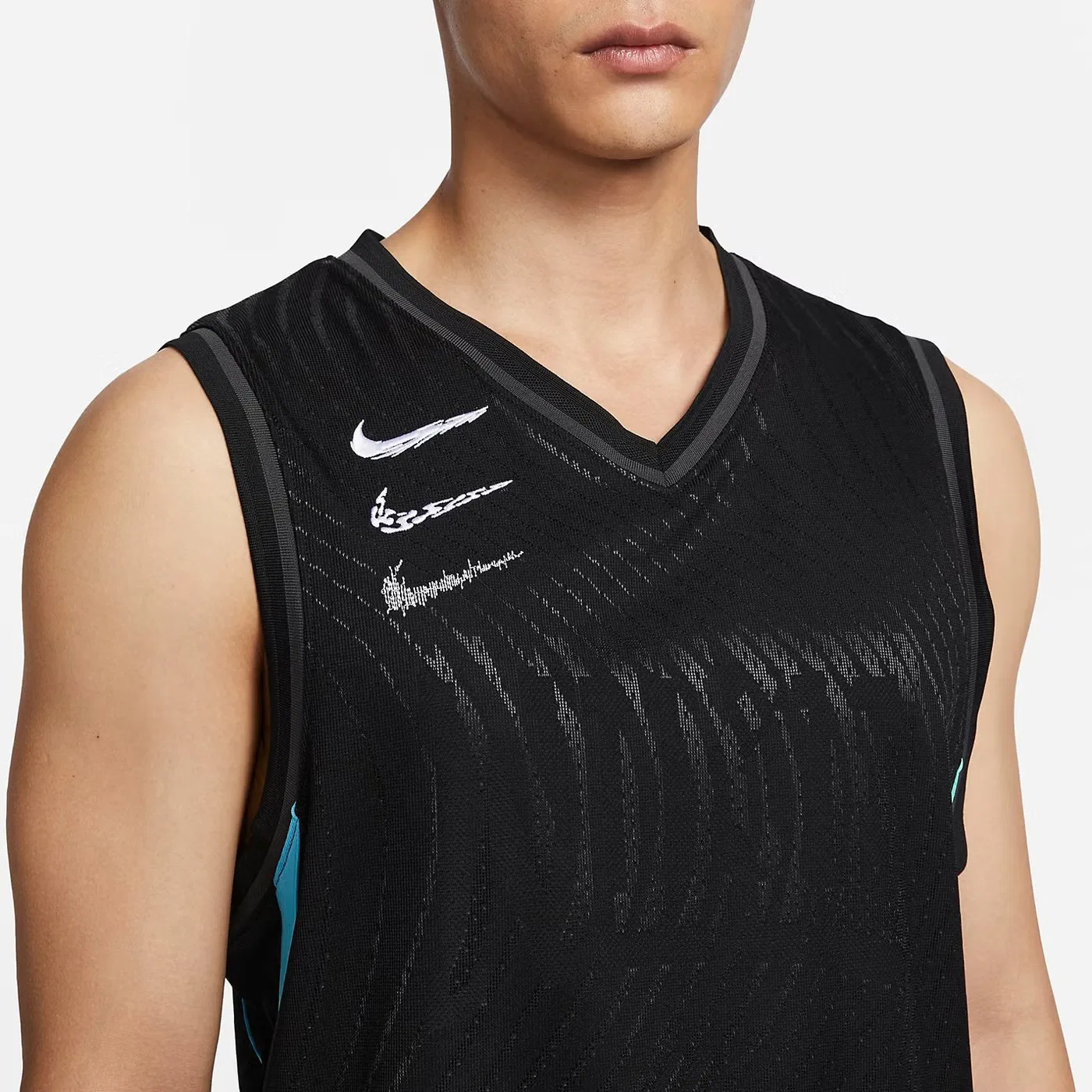Футболка баскетбольная с принтом Nike Dri-Fit adv basketball jersey, черный — фото 2
