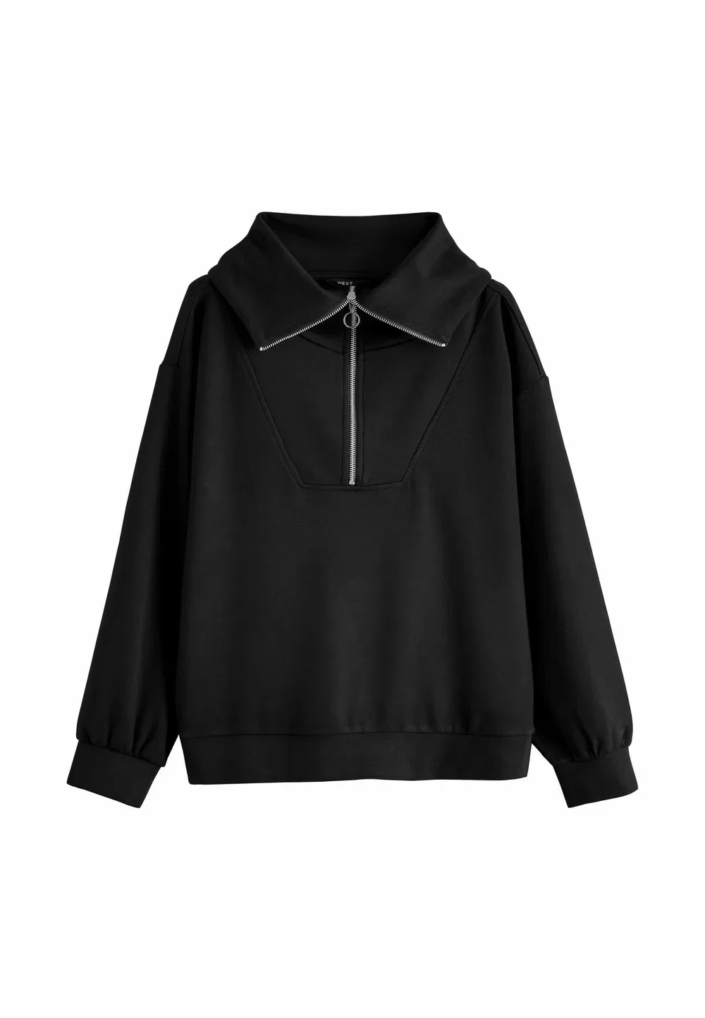 Толстовка стандартного кроя с застежкой-молнией до середины груди Next, Black
