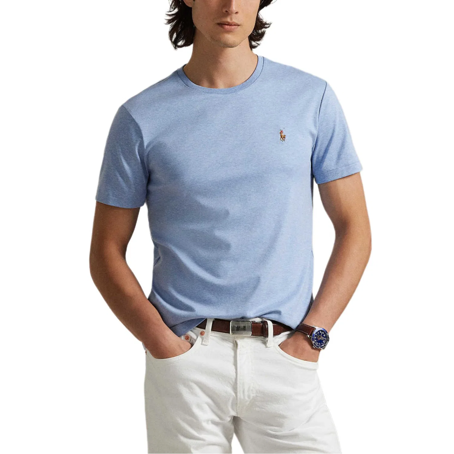 Мужская футболка с длинным рукавом SS26 T Shirt Custom Slim Fit Men's Polo Ralph Lauren — фото 3