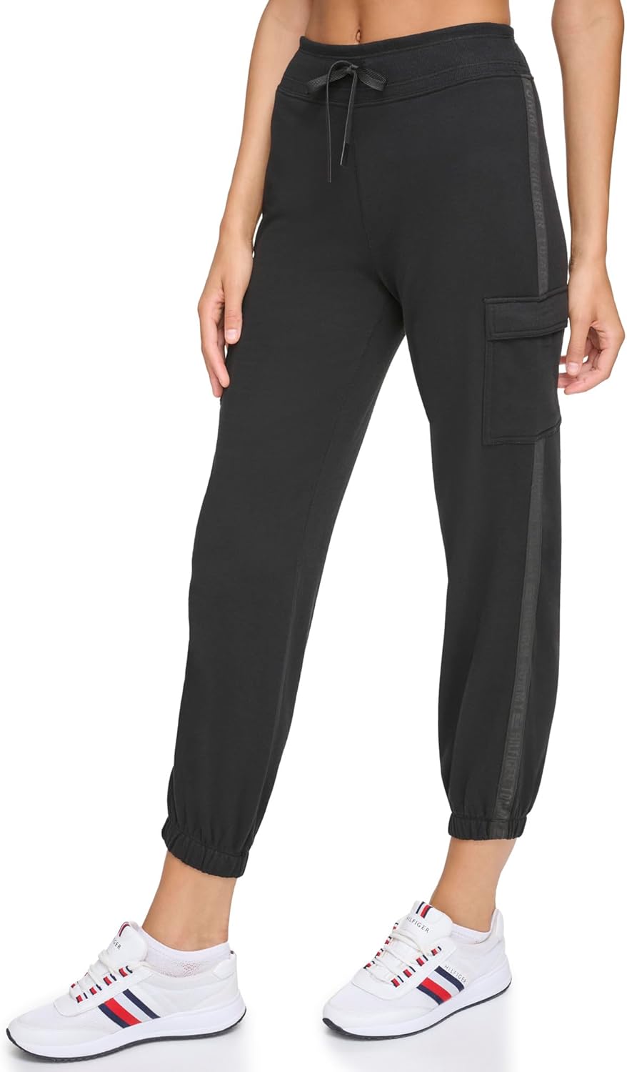 Женские флисовые джоггеры Tommy Hilfiger с боковыми лентами, Black — фото 2