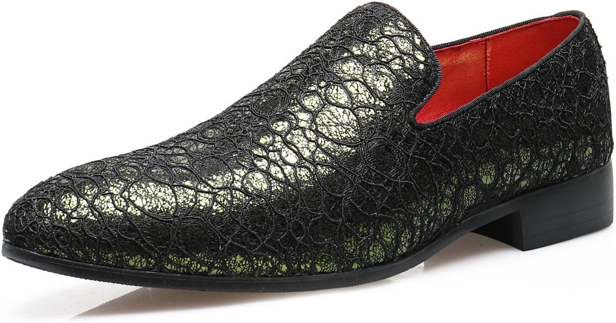 

Мужские лоферы Santimon, элегантные туфли без шнуровки, блестящие с пайетками, текстурированные блестящие туфли под смокинг, праздничные лоферы для выпускного, роскошные свадебные и повседневные мокасины для мужчин, зеленый