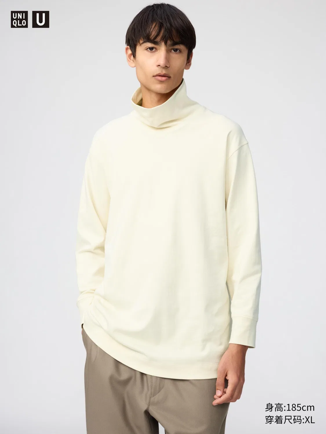 Лонгслив с высоким воротником Uniqlo, коричнево-черный — фото 4