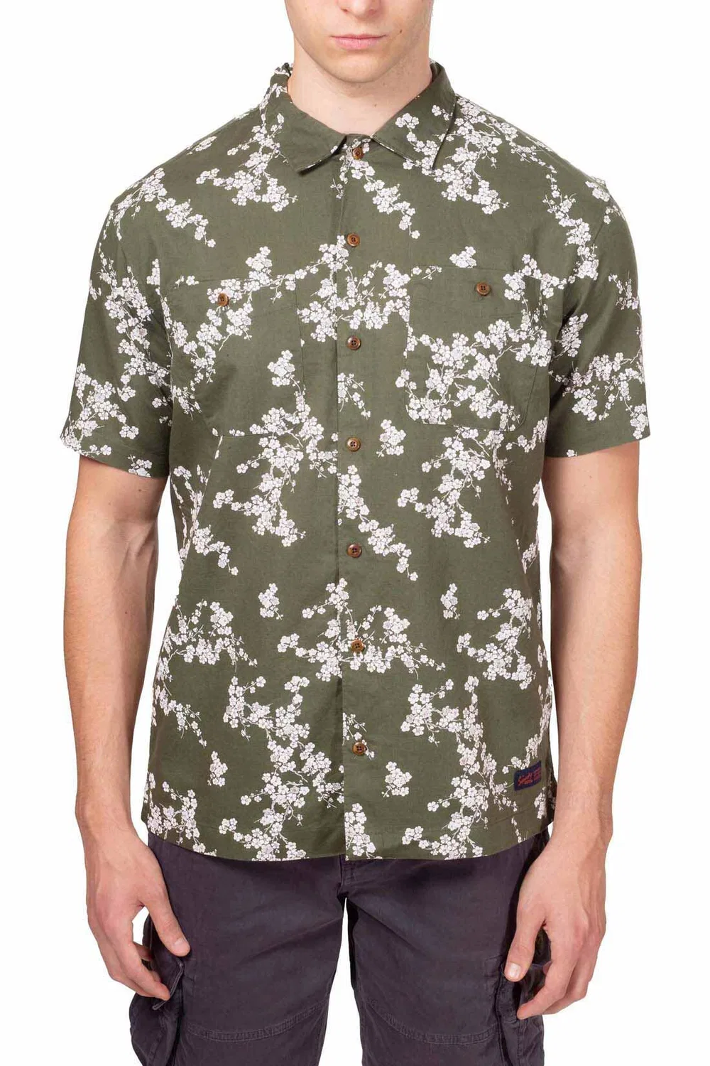 Мужская рубашка с принтом Camicia uomo con stampa ciliegi Superdry, Grun Bunt — фото 2