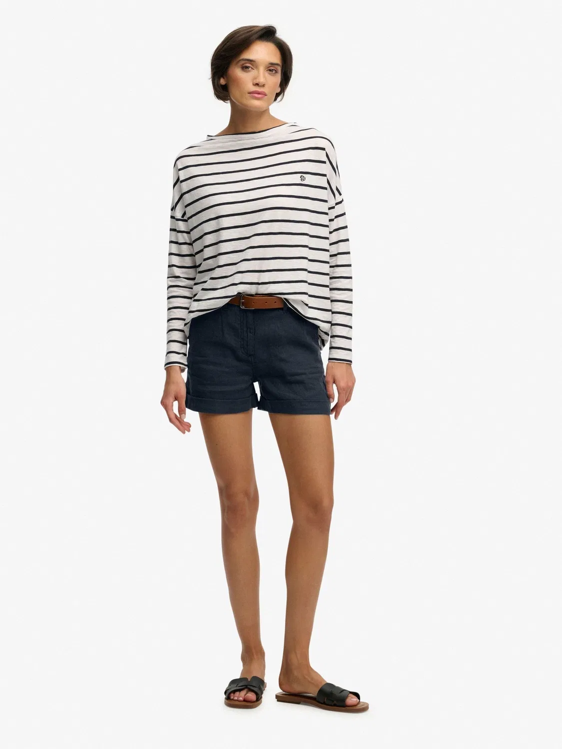 Шорты прямого кроя Mid Rise Superdry, синие