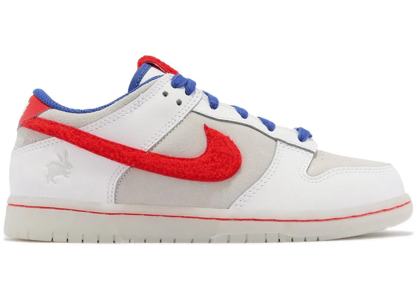 Детские кроссовки с принтом Nike Dunk Low Year of the Rabbit White Rabbit (2023) (PS) Nike, White/Crimson/Varsity Royal/Sail