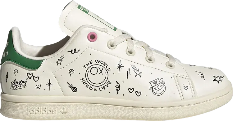 Кроссовки Adidas André Saraiva x Stan Smith Little Kid 'The World Needs Love', кремовый — фото 2