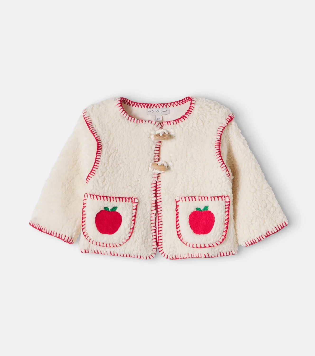 Детская куртка из хлопкового плюша Baby Apple Bebe Organic, белый