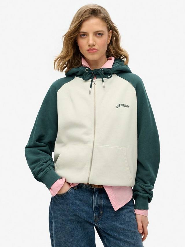 

Элегантный худи Essential Logo Oversized из чистого органического хлопка Superdry, Bone/Pine Green