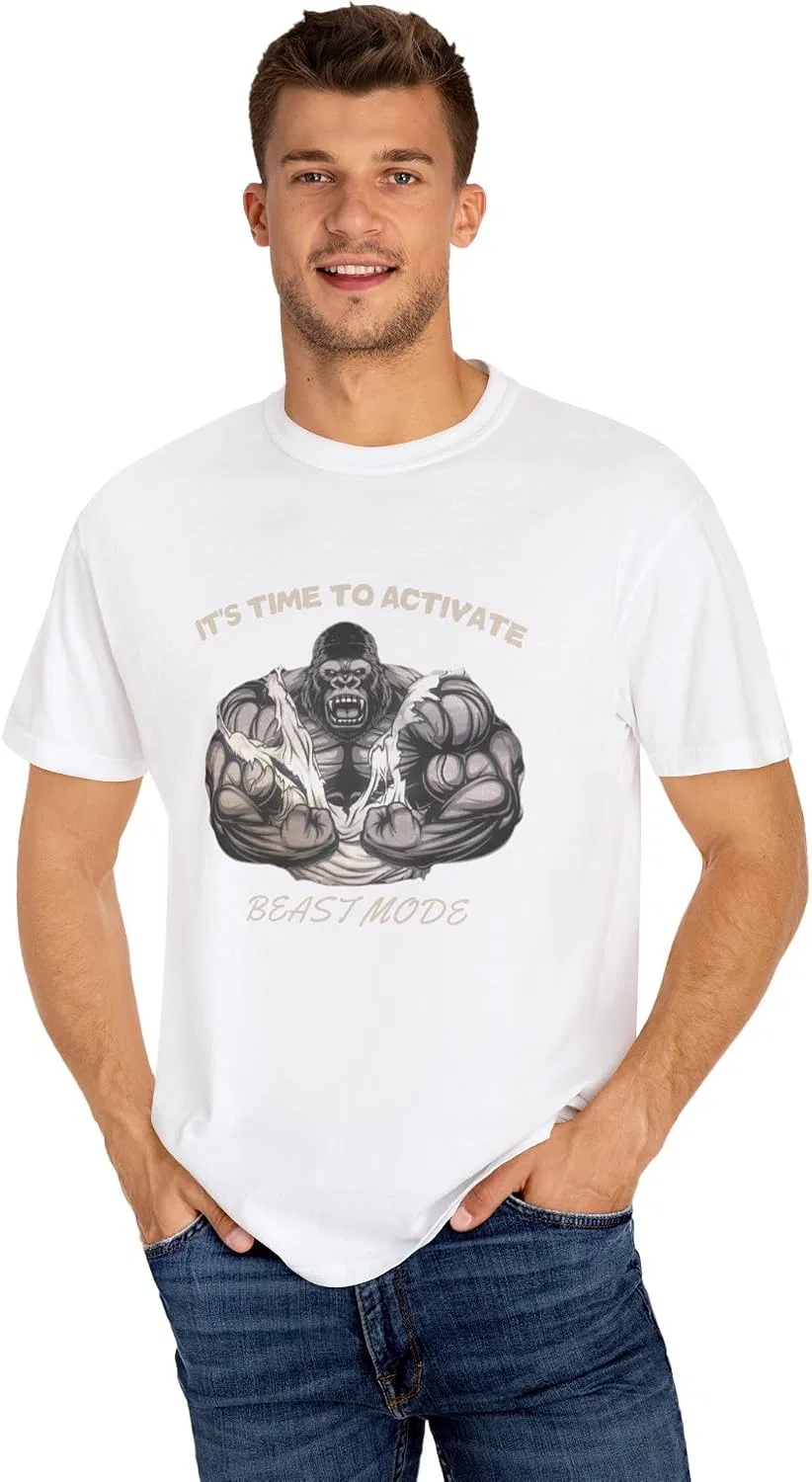 Футболка с принтом Beast Mode Activated Comfort Colors 1717, White — фото 4