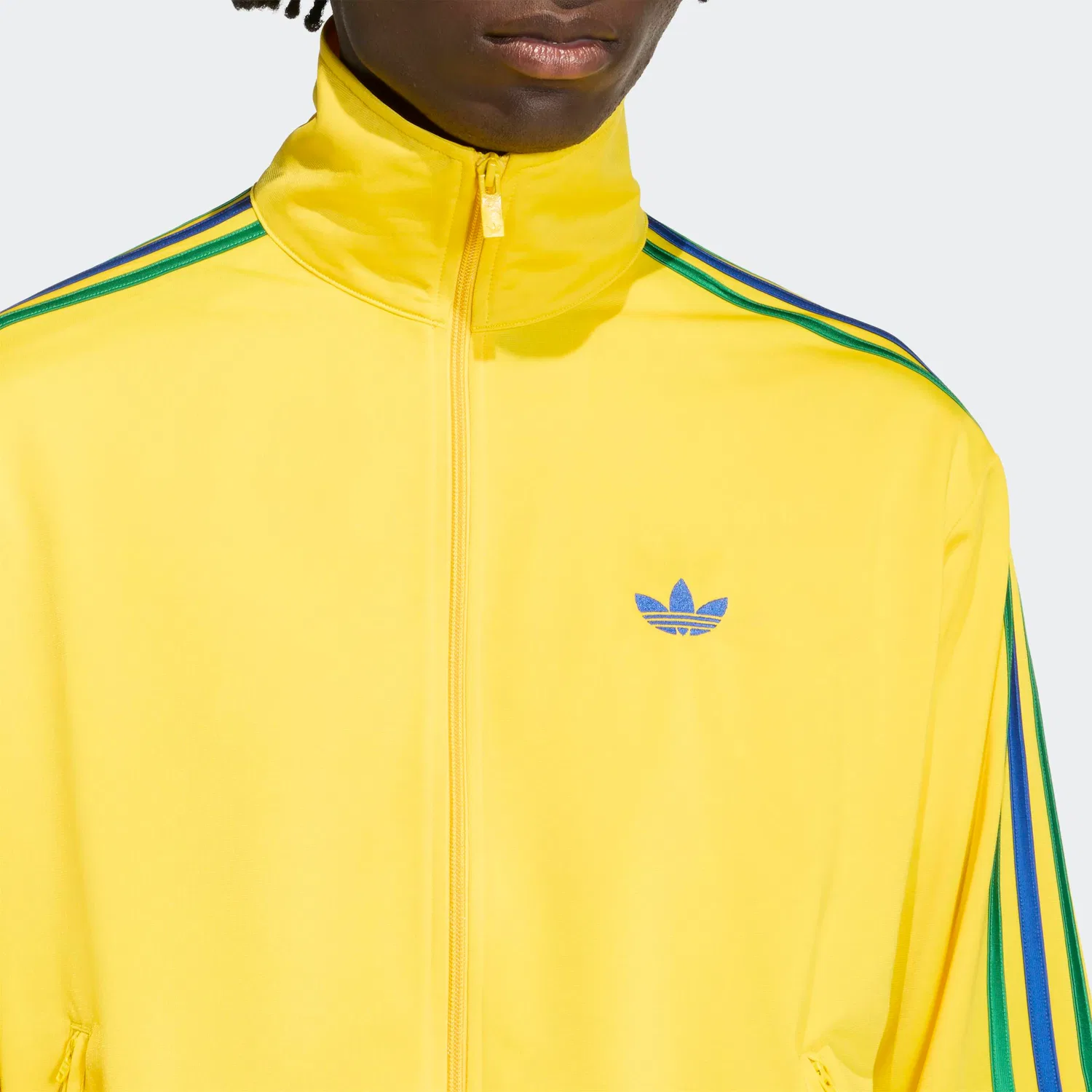 Мужская тренировочная куртка с воротником-стойкой Adidas Originals, Eqt Yellow/Green/Collegiate Royal — фото 3
