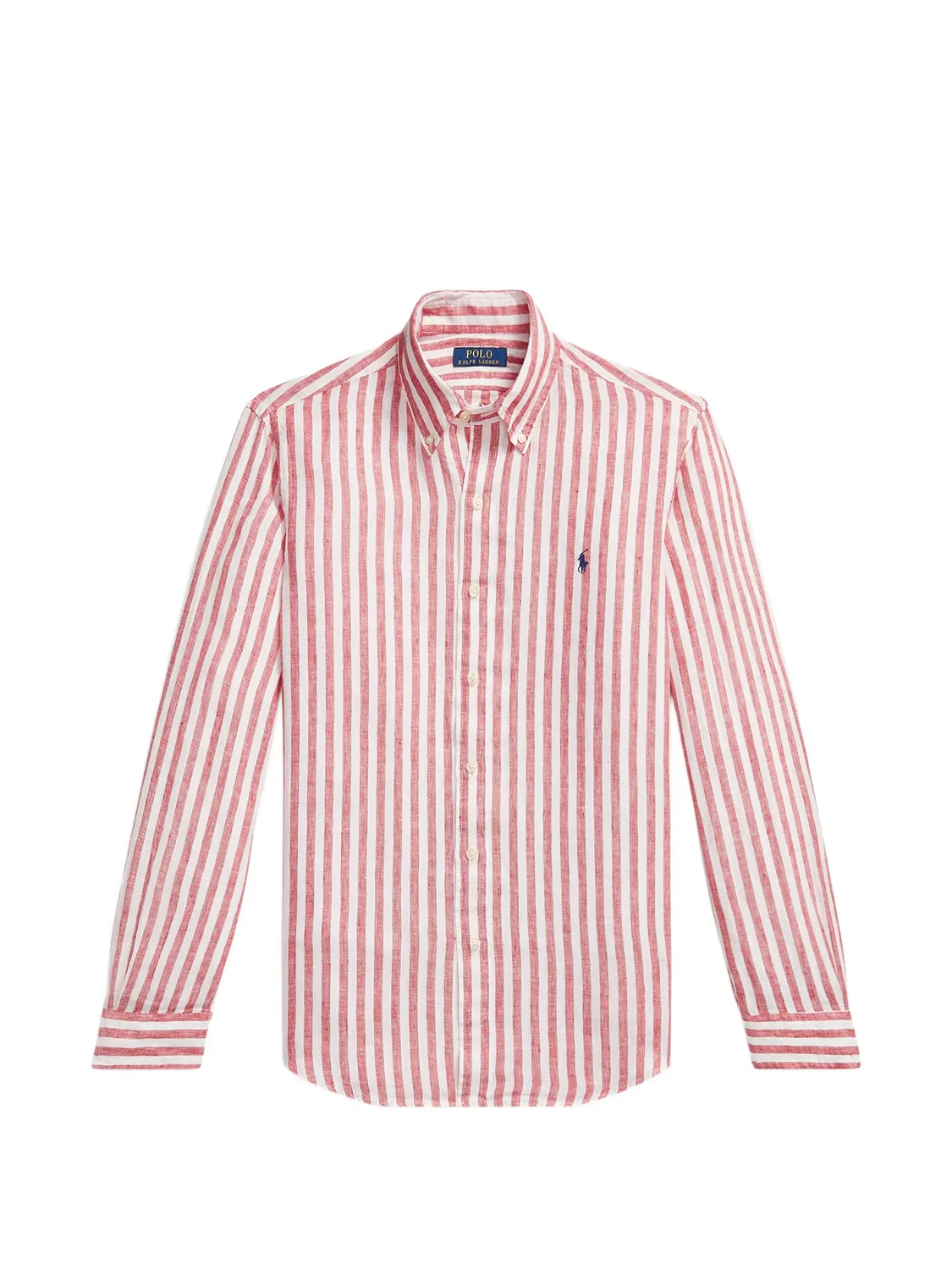 Рубашка из льна в вертикальную полоску, красная Polo Ralph Lauren, красный