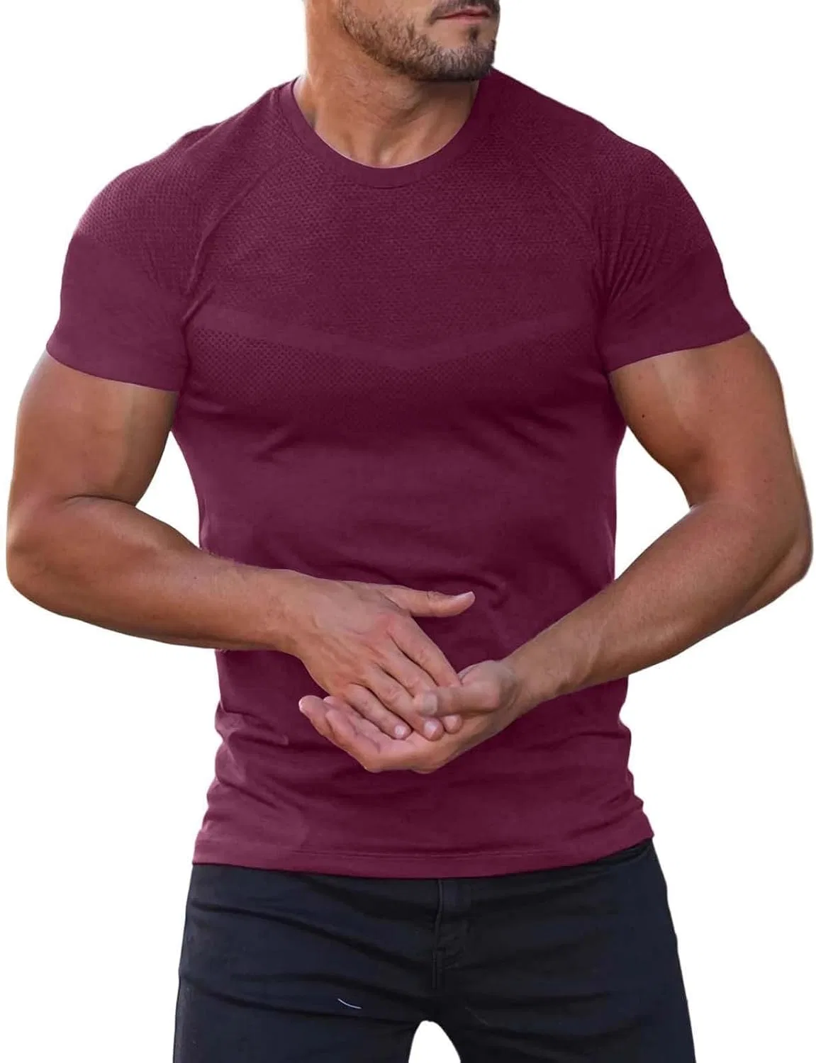 Мужская футболка для тренировок быстросохнущая Crew Neck, Wine