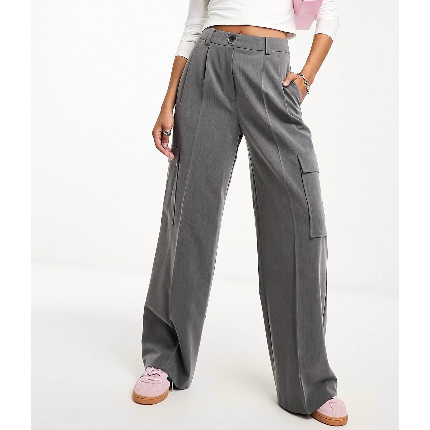 

Брюки Miss Selfridge Tailored Wide Leg Cargo, серый