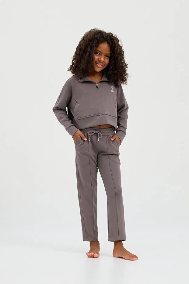 Детские спортивные штаны для девочек прямого кроя Basic Katia&Bony, Dark Gray — фото 4