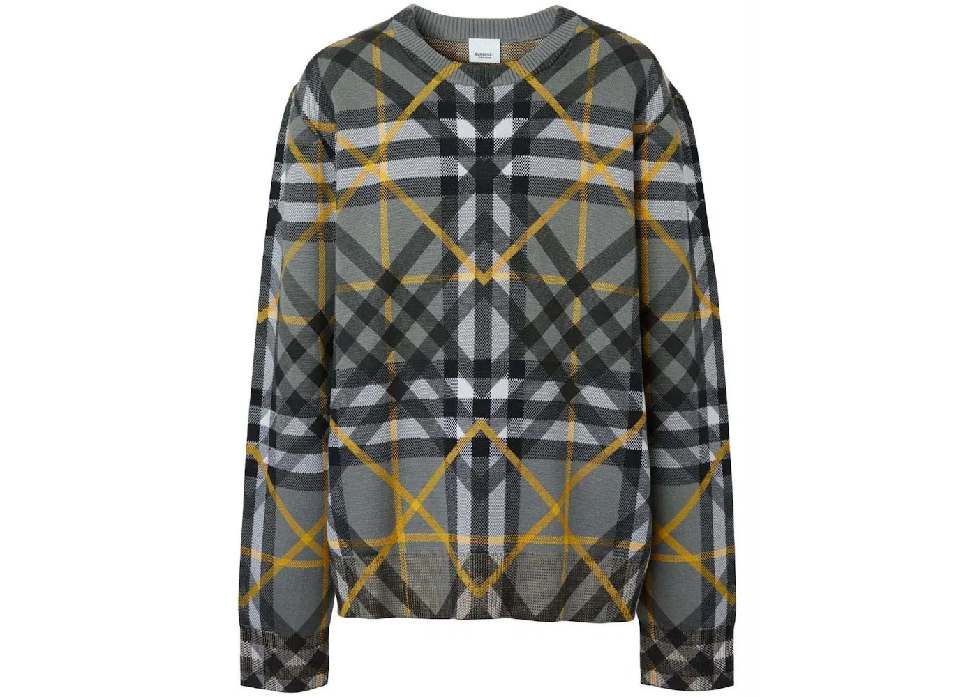 Мужской джемпер из жаккардового хлопка с клетчатым слоем Burberry, Grey