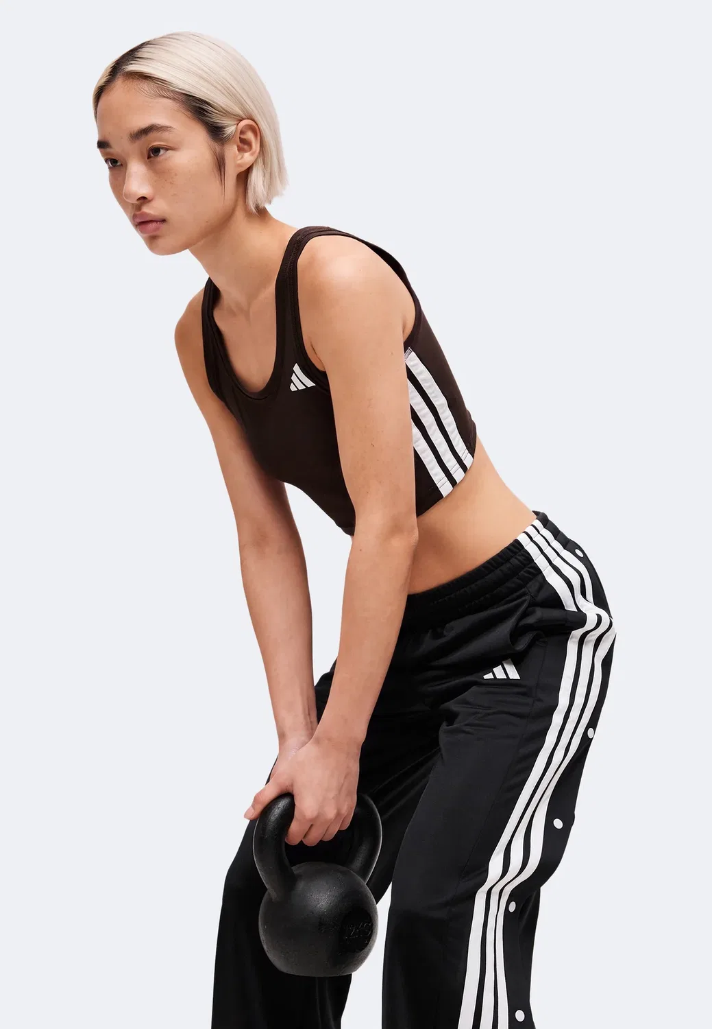 Спортивная майка-топ в полоску (необходимая вещь для тренировок) Adidas Performance, Aurora Coffee/White — фото 4