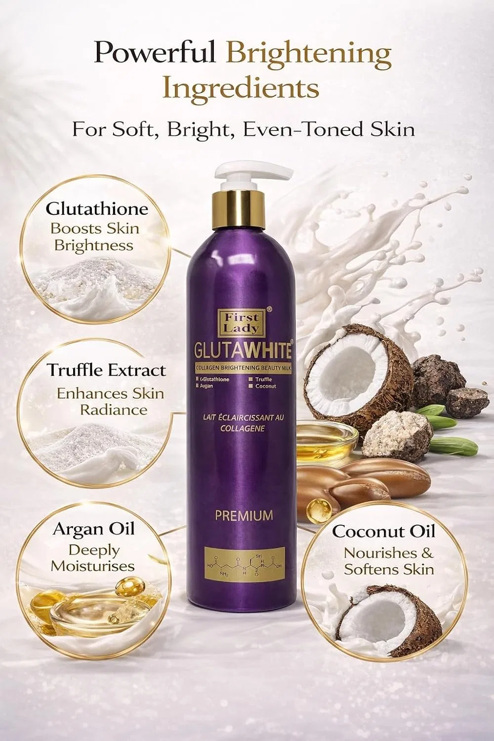 Лосьон для тела First Lady Premium Glutawhite Collagen Brightening, 500 мл First Lady Glutawhite — фото 3