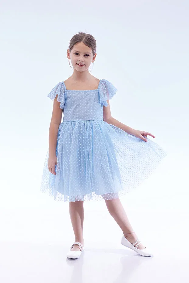 Детское платье для девочек с коротким рукавом Ahengim Kids, Babe Blue