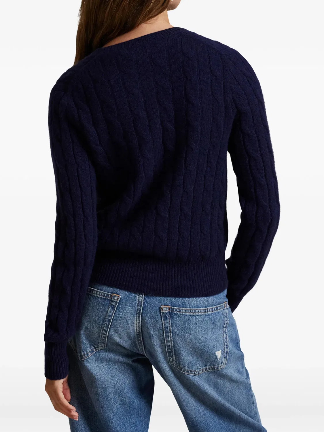 Кашемировый кардиган с круглым вырезом Polo Ralph Lauren, синий — фото 4