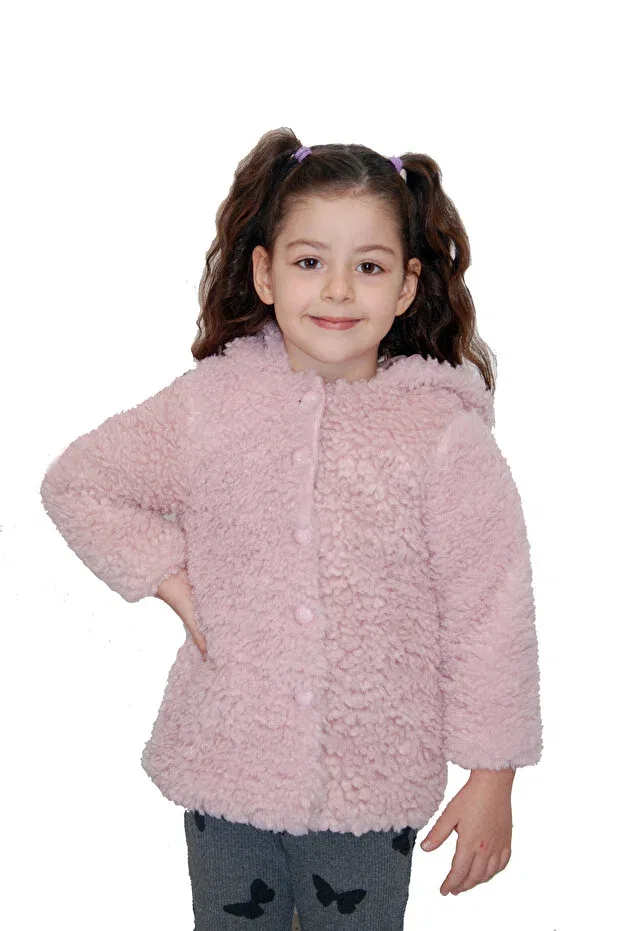 Детское пальто для девочек на пуговицах с капюшоном Lila Ribbon, Pink