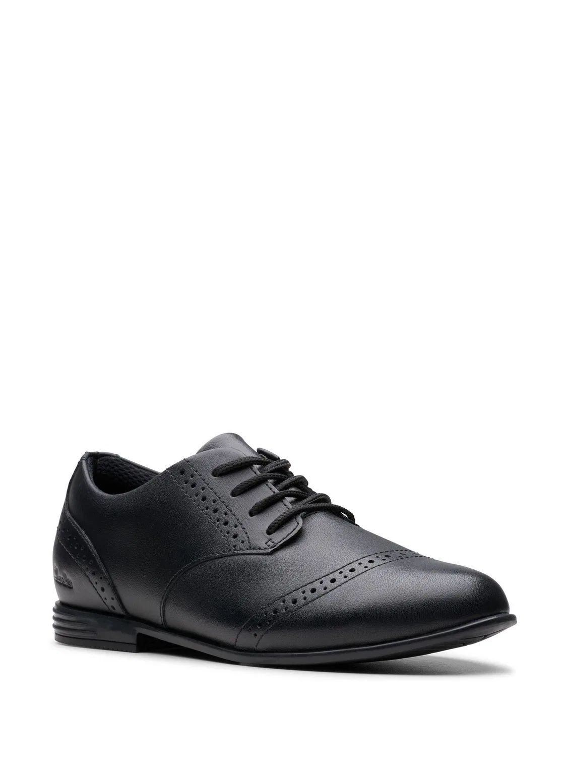 Туфли Clarks Finja Brogue для девочек, кожаные, черные — фото 3