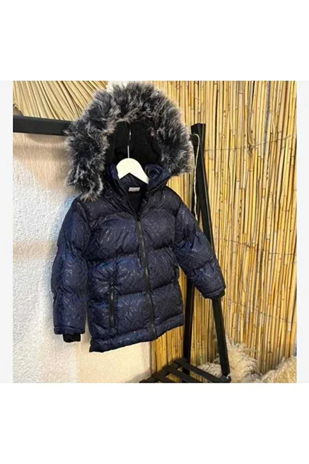 Детское пальто для девочек с капюшоном Alya Butik, Navy Blue — фото 2