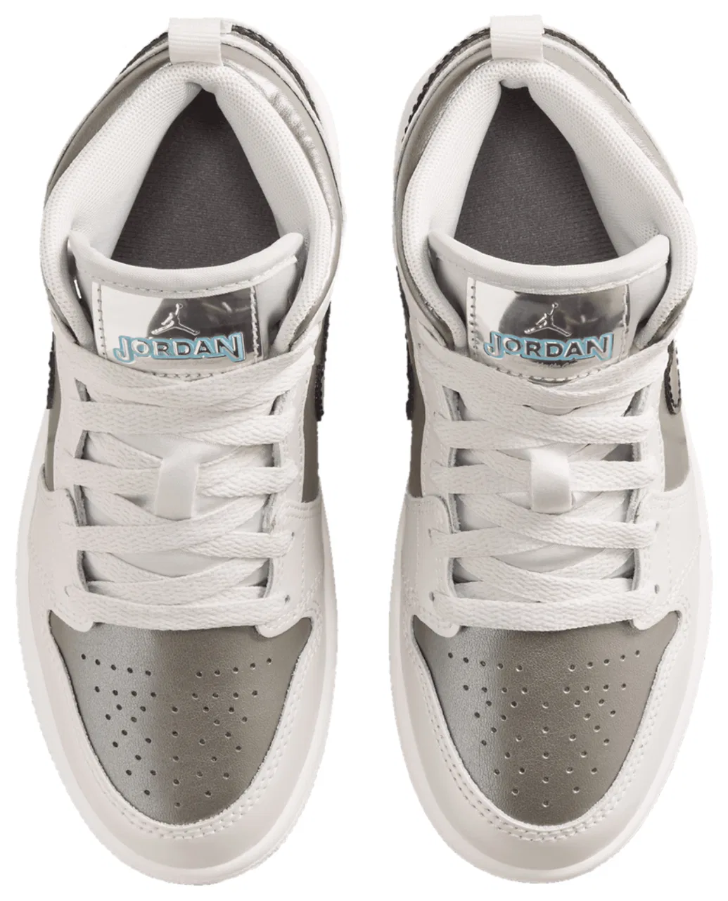 Кроссовки для мальчиков Jordan 1 Mid SE Uni, цвет Photon Dust/Blue Chill — фото 4