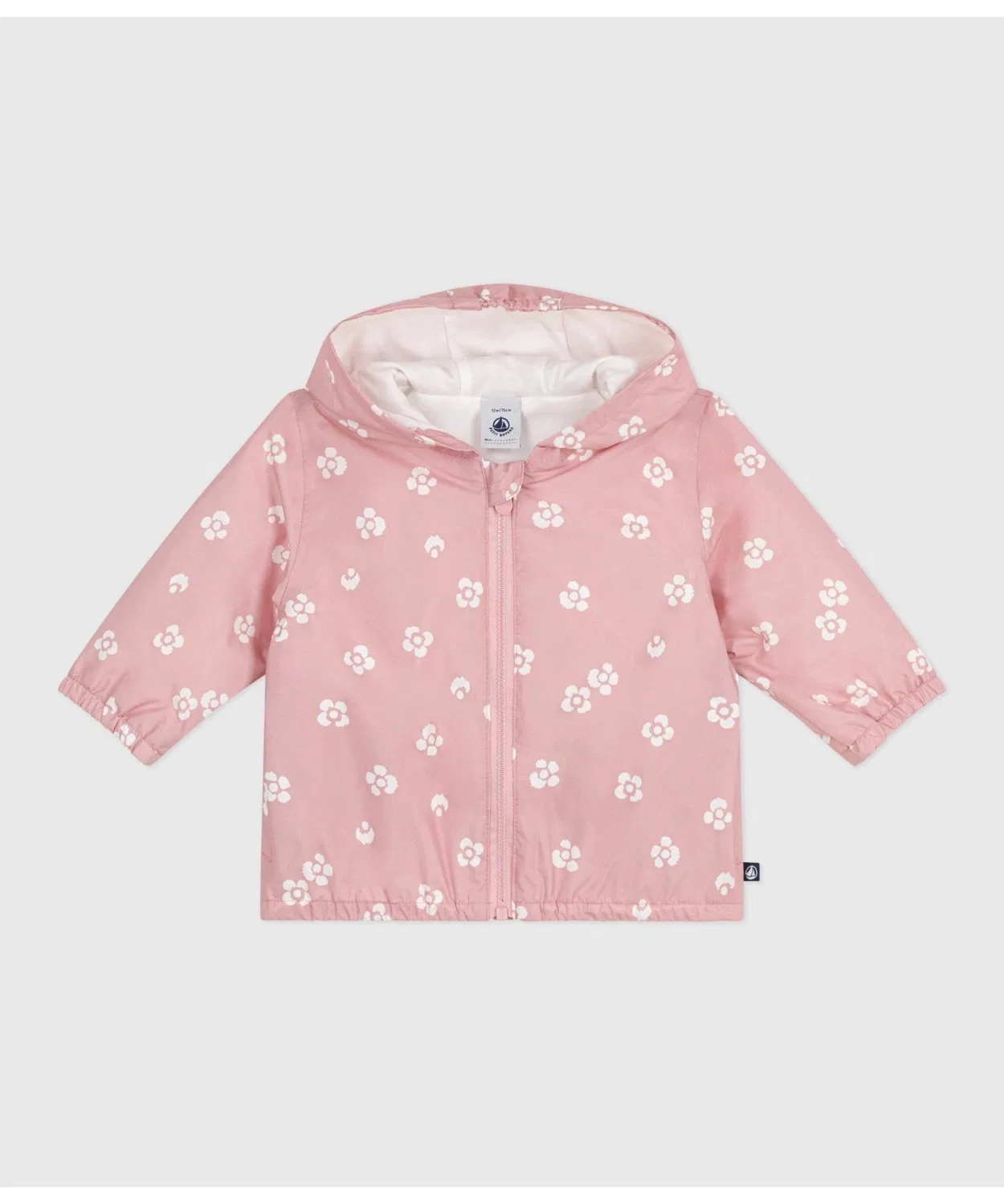 Детский ветрозащитный жакет с цветочным принтом PETIT BATEAU, White Pink
