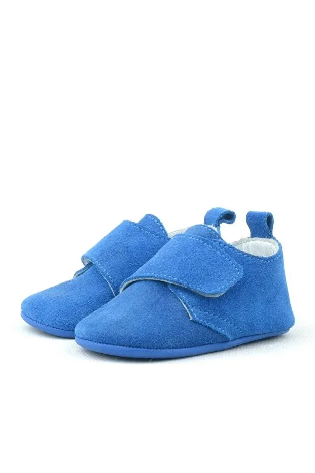 Детские пинетки из натуральной кожи с липучкой Booba Hapshoe, Blue — фото 4