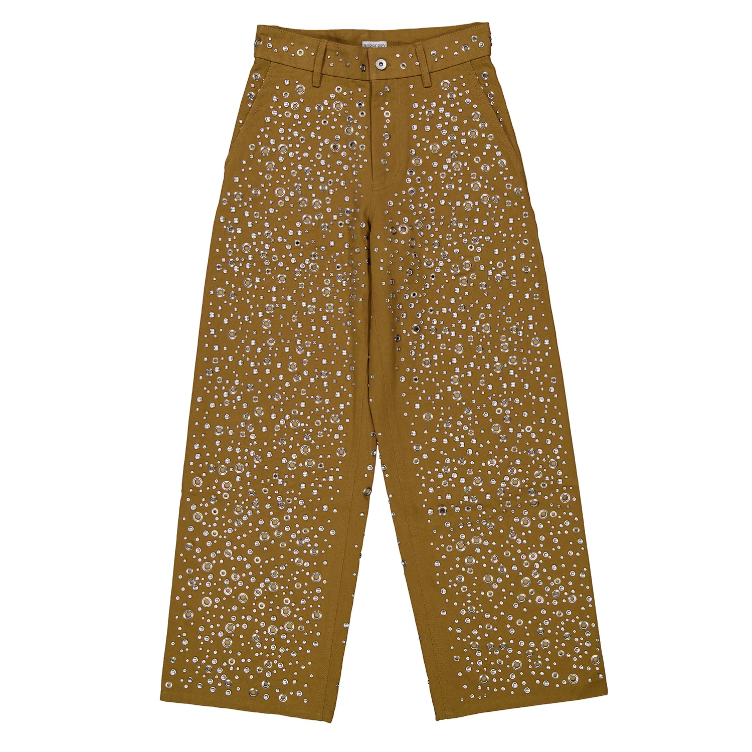 Брюки хлопковые с декором айлет Eyelet Embellished Cotton Trousers Burberry, Timber