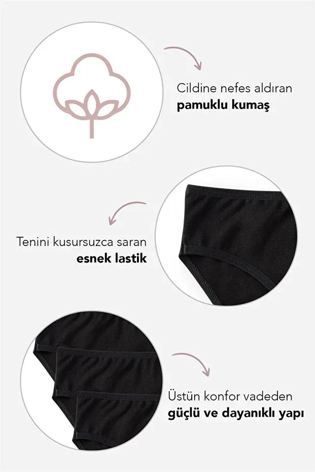Детские трусы для девочек хлопковые Basic Baykar, Black — фото 3