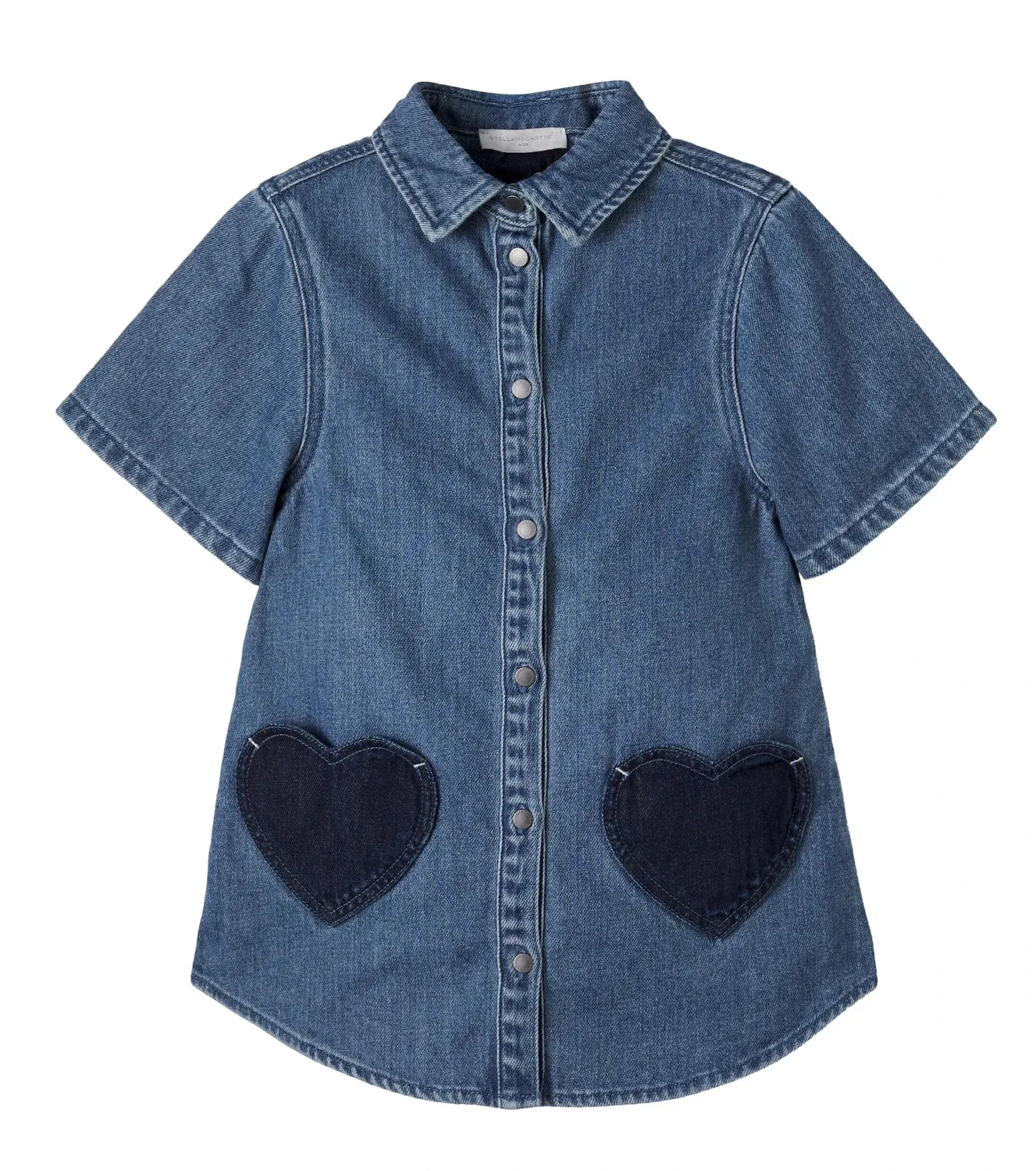 Джинсовое платье-рубашка с нашивками Stella McCartney Kids, синий