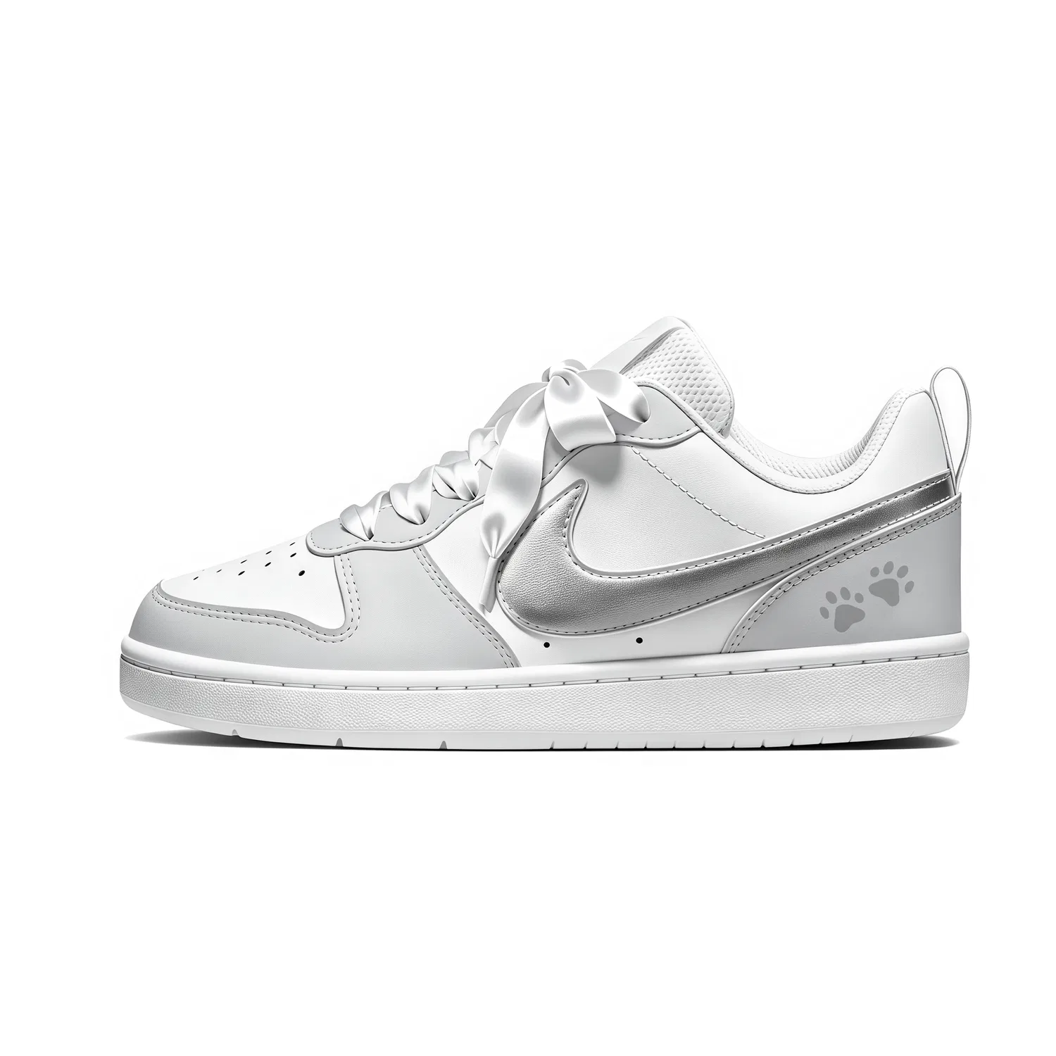 Детские кроссовки для скейтбординга с серебристым принтом Nike Court Borough, Silver Gray — фото 3