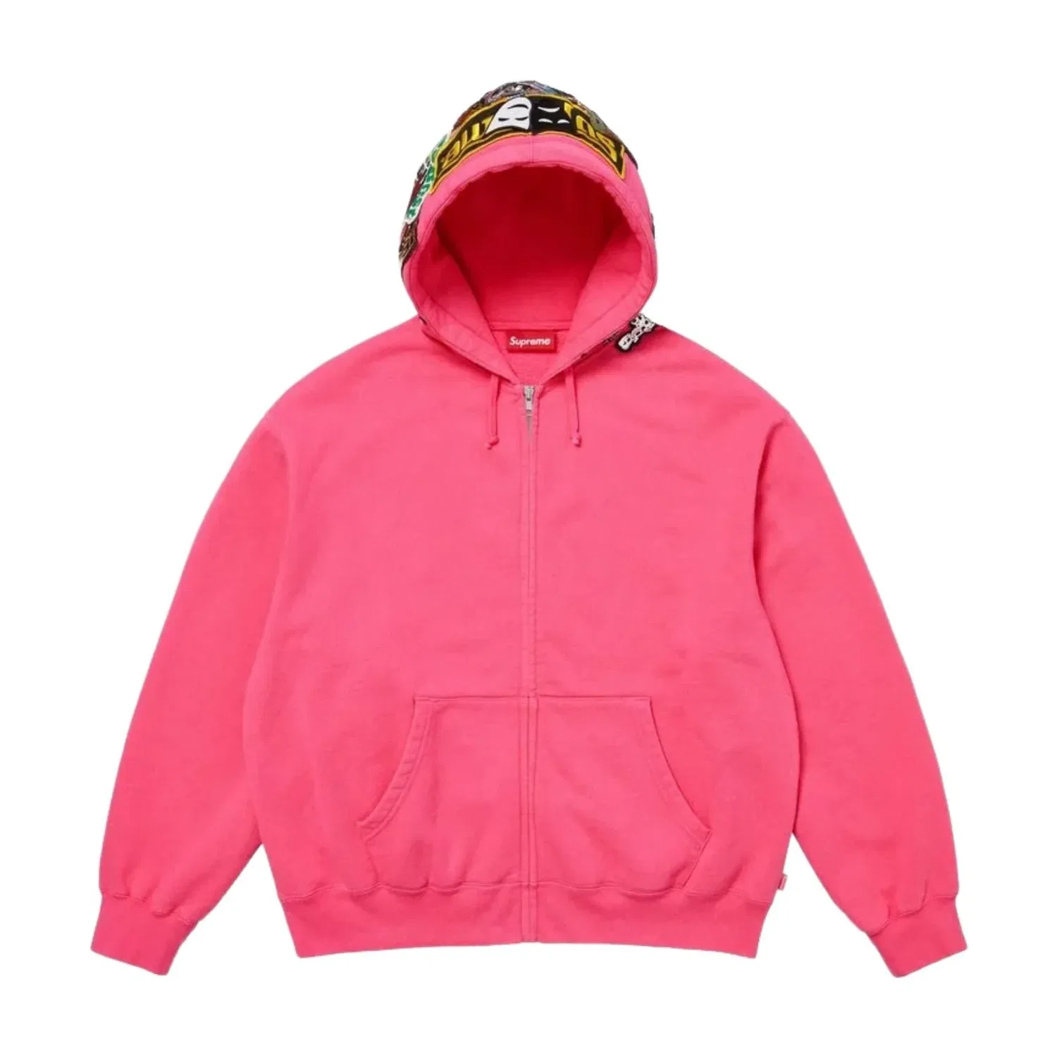 Мужское худи FW26 Patches Zip Up Hooded Sweatshirt 'Pink' Supreme, розовый — фото 3